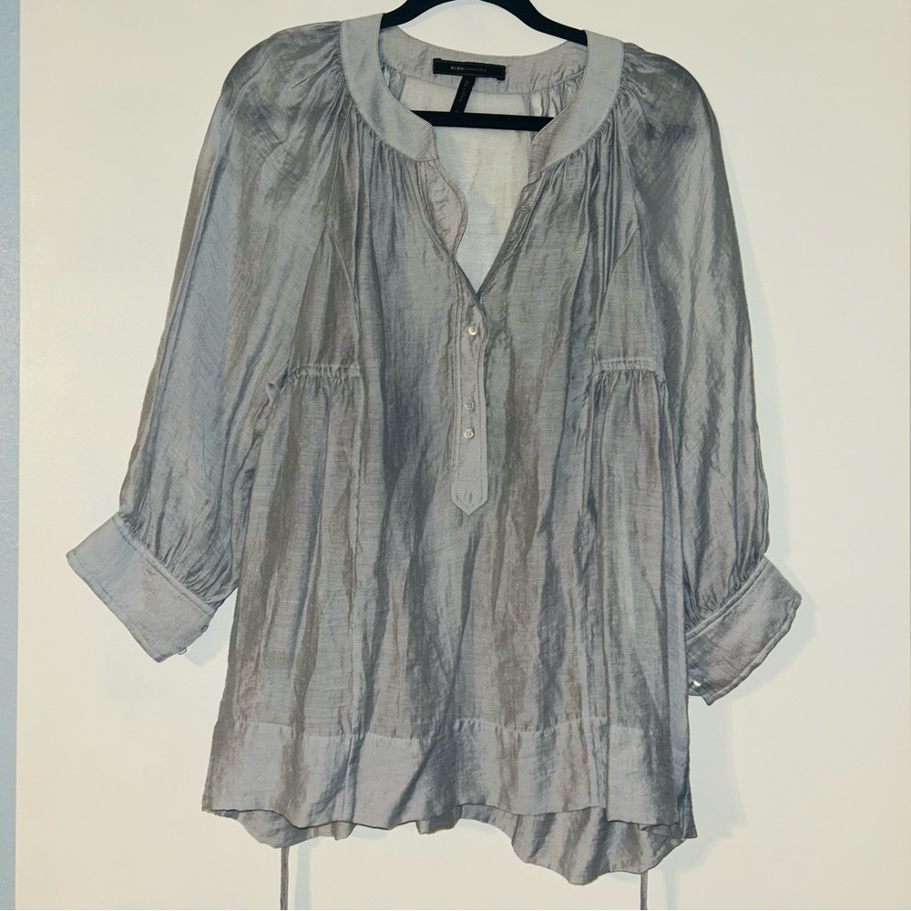 BCBGMaxAzria Silver Blouse
